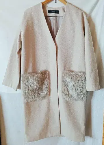 저널 스탠다드 퍼 포켓 코트 노카라 울 혼방