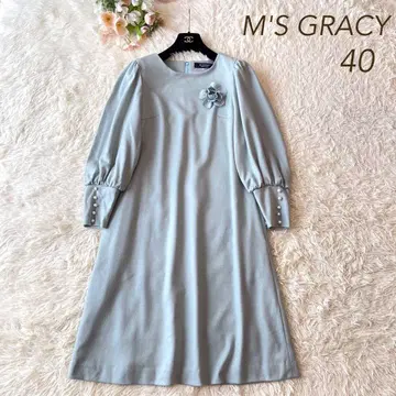 새상품급 M'S GRACY 2022년 까멜리아 달린 원피스 그린 40