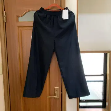 다크 블루 와이드 팬츠 허리밴딩