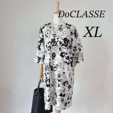DoCLASSE 빅 사이즈 XL 꽃무늬 원피스 저지 소재 오부 소매