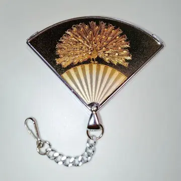 elegance 부채꼴 손거울 공작 상감풍 키링 참 빈티지