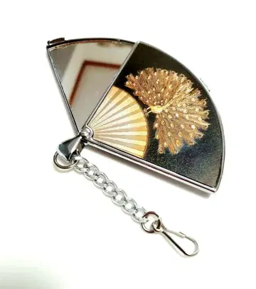 elegance 부채꼴 손거울 공작 상감풍 키링 참 빈티지