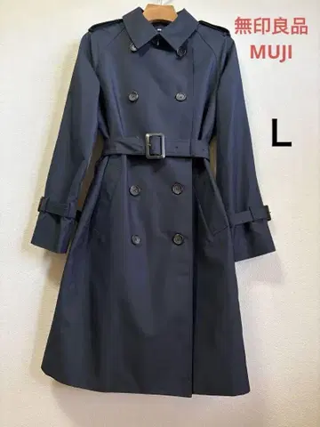 새상품급 무인양품 MUJI 트렌치코트 발수 가공 네이비 L