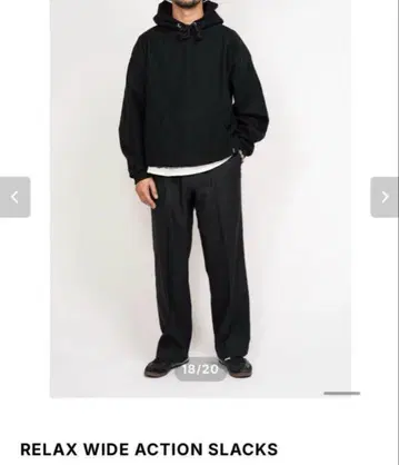 RELAX WIDE ACTION SLACKS 블랙 S 사이즈