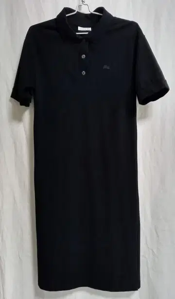 LACOSTE 루즈핏 5부 소매 폴로 원피스 블랙 롱 기장 사이즈 34