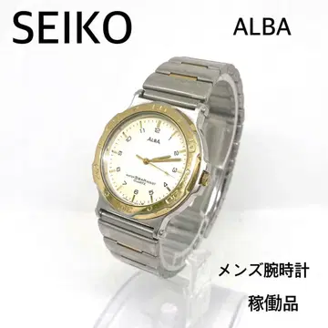 작동품 SEIKO ALBA 남성용 손목시계 쿼츠 콤비