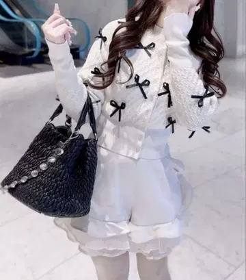 SNIDEL 리본 모티브 가디건 IVR