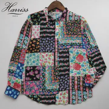 빈티지 Harriss 하리스 플라워 프린트 긴팔 블라우스