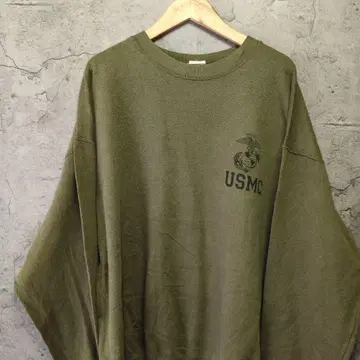 빈티지 USMC 로고 올리브색 맨투맨 L 사이즈 카키 그린 USA제