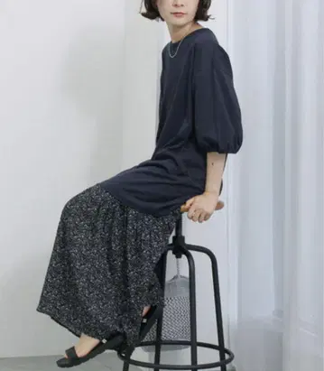 Samansa Mos2 blue 꽃무늬 도킹컷 원피스
