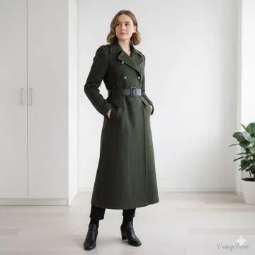 ZARA Basic 롱 코트 딥 그린 테일러드 코트 밀리터리