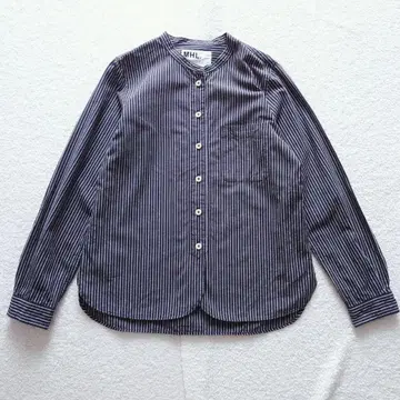 MHL. 마가렛호웰 밴드 카라 스트라이프 울 혼방 셔츠 M 사이즈