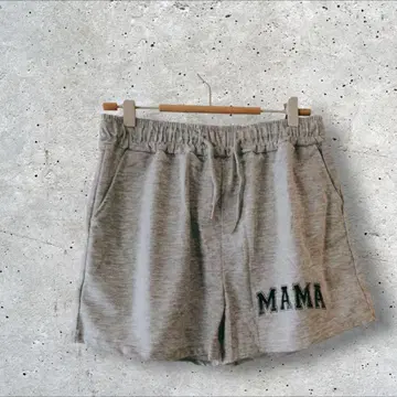 1점 한정 MAMA 자수 그레이 숏팬츠 하의 허리밴딩