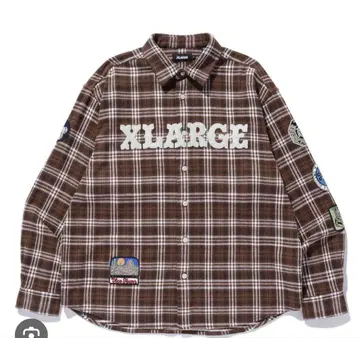 XLARGE 브라운 체크 긴팔 셔츠