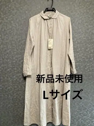 무인양품 여성용 긴팔 셔츠 원피스 린넨 워싱 L 사이즈