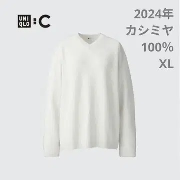 2024 유니클로C 캐시미어 릴랙스 V넥 스웨터 XL 내추럴