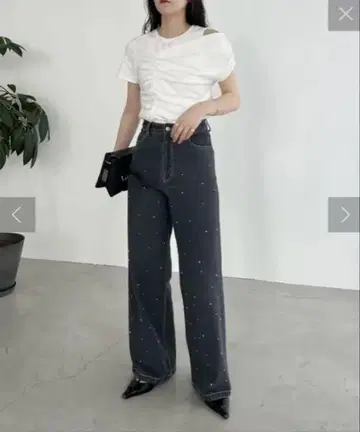 실버 도트 데님 카프리슈 마쥬