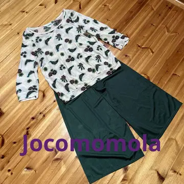 호코모모라 새와 꽃 프린트 7부 소매 상의