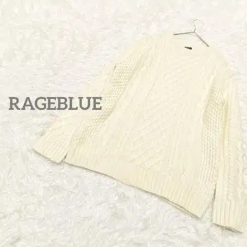 레이지블루 긴팔 케이블 짜임 니트 스웨터 크루넥 알파카 울 혼방