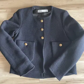 ZARA XS 네이비 노카라 자켓
