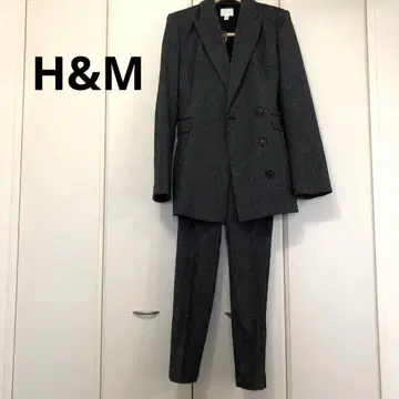 H&M 그레이 더블 버튼 자켓 팬츠 셋업