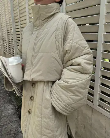 willfully 화이트 퀼팅 레이어드 코트