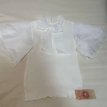 면직물 도킹 보타이 니트 상의 clear