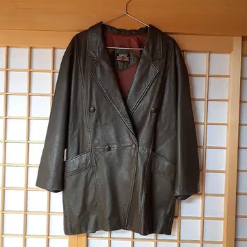 REQUEST BASIC SERIES 다크 그린 가죽 코트 F 양가죽