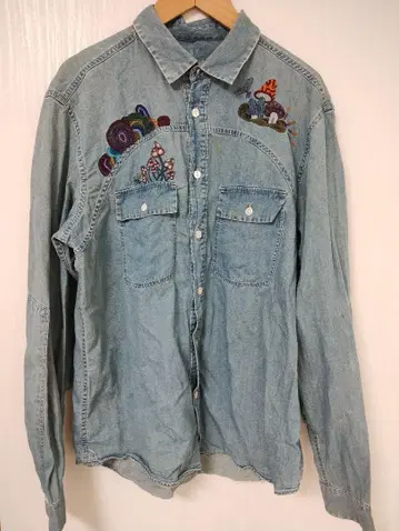 폴스미스 자수 디자인 데님 셔츠