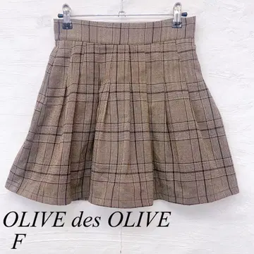 e5308 올리브 데 올리브 체크 무늬 스커트풍 팬츠 F 허리밴딩