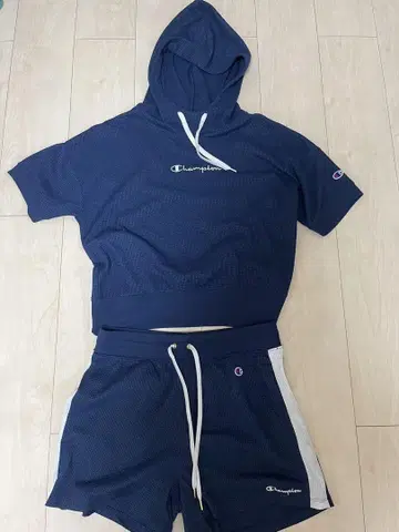 Champion 네이비 후드 부착 후드티 바지