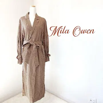 Mila Owen(밀라 오웬) 체크 무늬 롱 코트