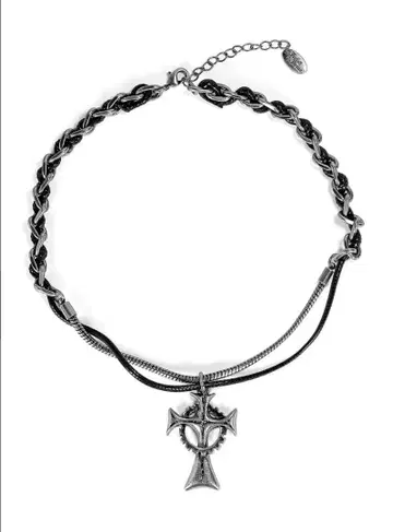 RosenKreuz guilty cross leather necklace