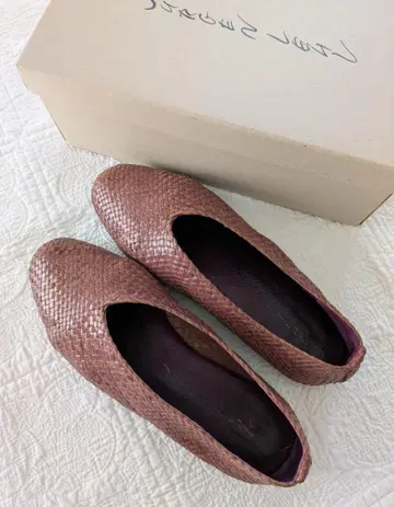 요건 레일 고트 메쉬 V컷 슈즈 핑크 브라운 24.5cm