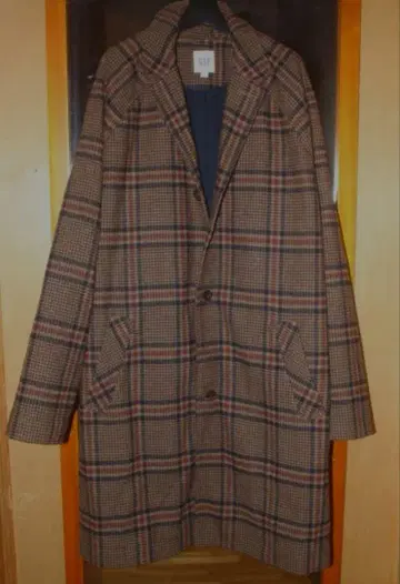 GAP 체스터 코트 브라운 계열 체크 루즈 오버 사이즈