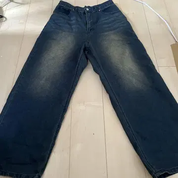 다크 블루 와이드 레그 데님