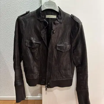 램 가죽 라이더 자켓 다크 브라운