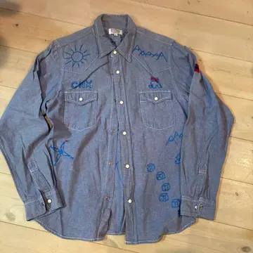 GAIJINMADE 자수 데님 셔츠 사이즈 II