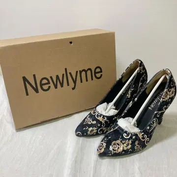 Newlyme 자수 장식 네이비 펌프스 여성용 힐 신발 41/9