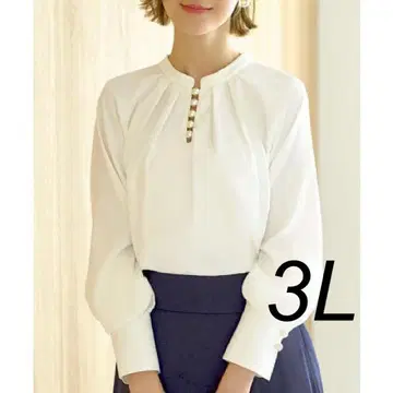 루일 에 부티크 [ 새상품급 ] 슬릿 펄 스탠드 카라 블라우스 3L