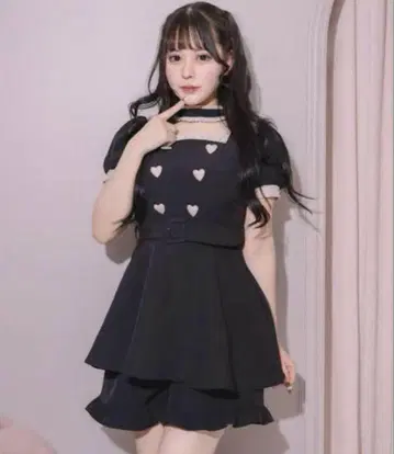pium 피 초커 프릴 하트 버튼 셋업