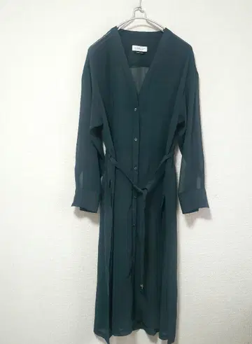 INED 이네드 롱 가디건 가운 시어 가디건 다크 그린