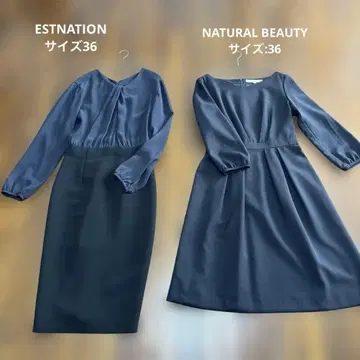 ESTNATION과 NATURALBIAUTY의 블랙 원피스 2벌 세트