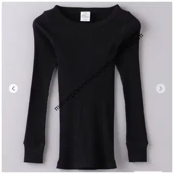 하이크 롱 슬리브 리브 티셔츠 블랙 롱 T