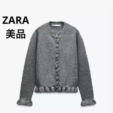 새상품급 ZARA 자라 프릴 니트 가디건 그레이 M (9~11 호)