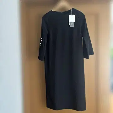 7부 소매 원피스 펄 버튼 포함