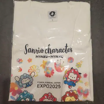 오사카 만박 2025 Sanrio 캐릭터 미야쿠미야쿠 T셔츠 L 사이즈