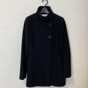 울 블랙 피 코트 더블 브레스트