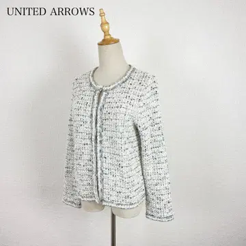 UNITED ARROWS 트위드 니트 가디건 노카라