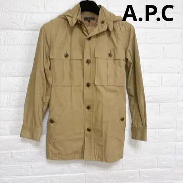 중고 고품질 A.P.C. 후드 부착 밀리터리 자켓 XS 베이지